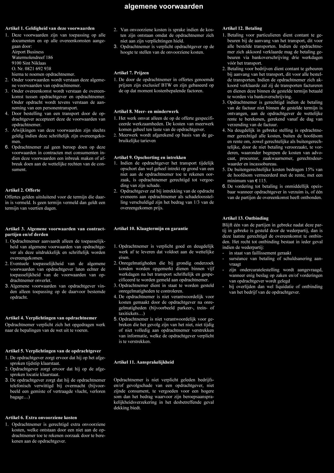 Algemene voorwaarden Airport Business